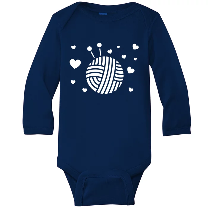 Knitter Crocheting Lover Hearts Knit Crocheter Yarn Knitting Gift Baby Long Sleeve Bodysuit