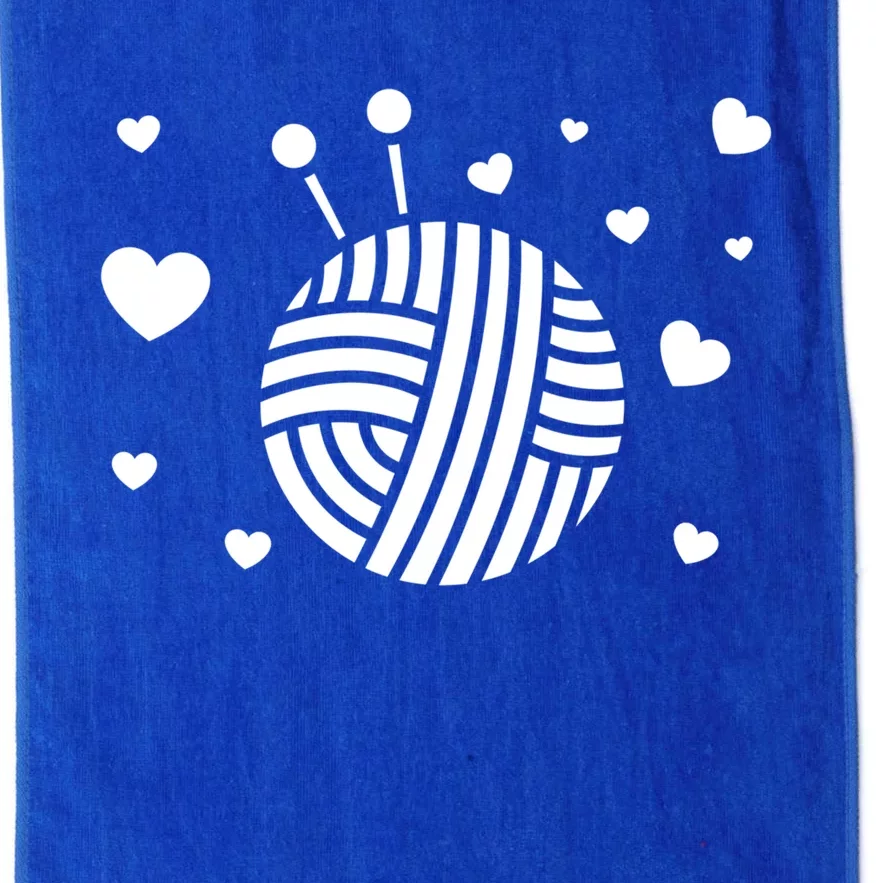 Knitter Crocheting Lover Hearts Knit Crocheter Yarn Knitting Gift Platinum Collection Golf Towel