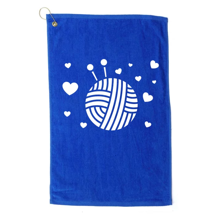 Knitter Crocheting Lover Hearts Knit Crocheter Yarn Knitting Gift Platinum Collection Golf Towel