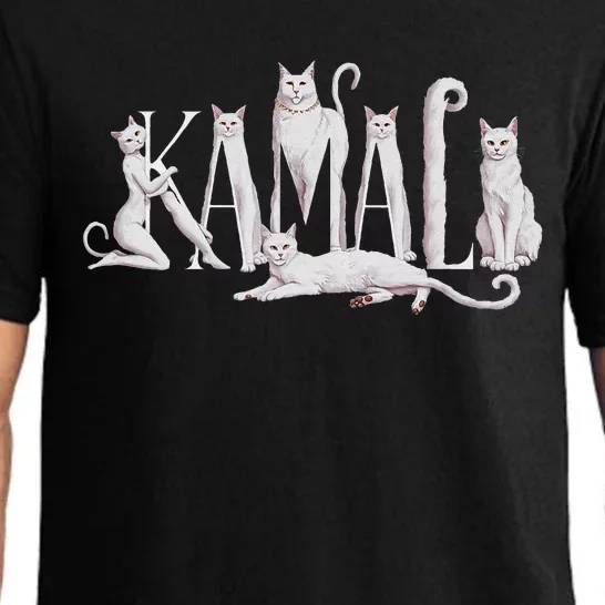 Kamala Cat Lettering Art Kamala Harris 2024 Pajama Set