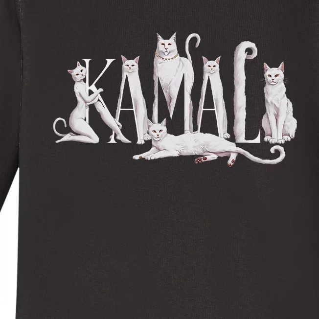 Kamala Cat Lettering Art Kamala Harris 2024 Baby Long Sleeve Bodysuit