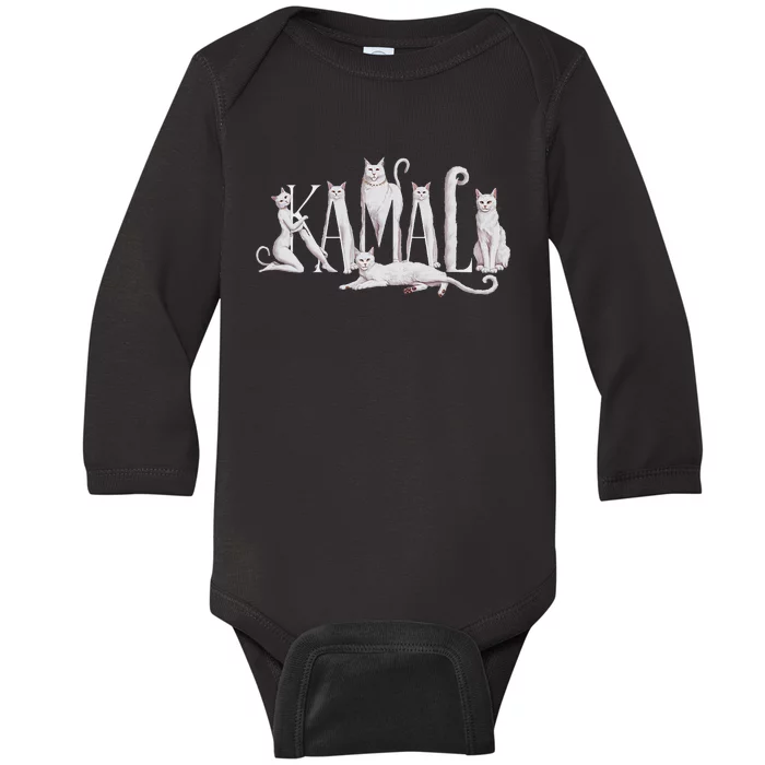 Kamala Cat Lettering Art Kamala Harris 2024 Baby Long Sleeve Bodysuit