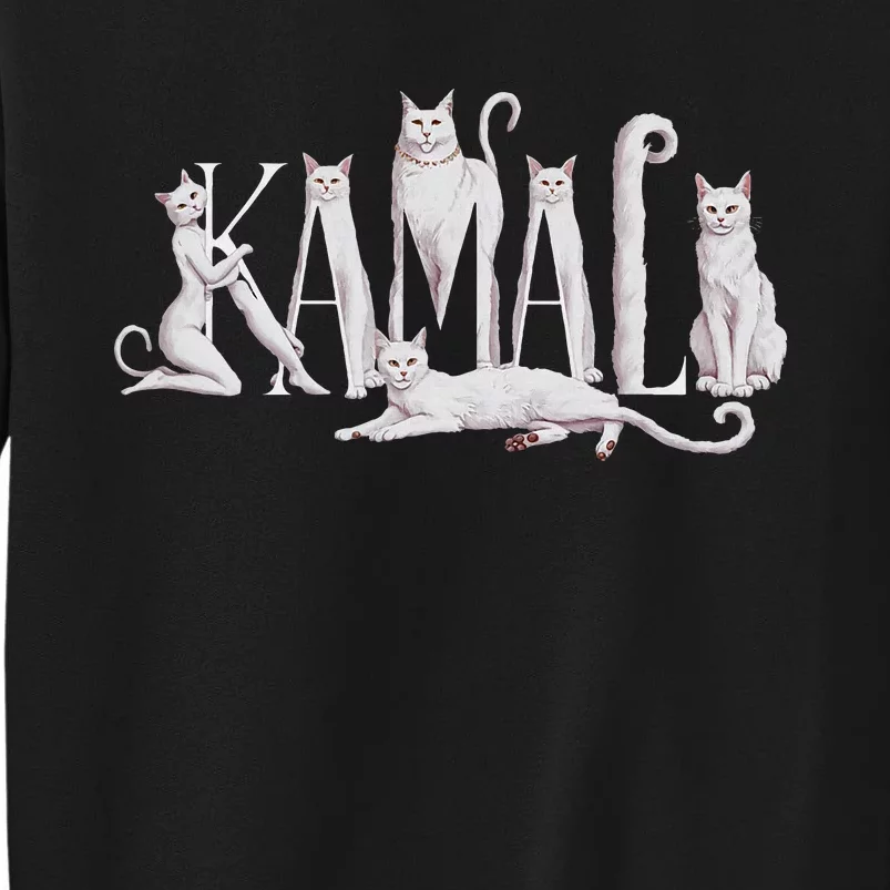 Kamala Cat Lettering Art Kamala Harris 2024 Tall Sweatshirt