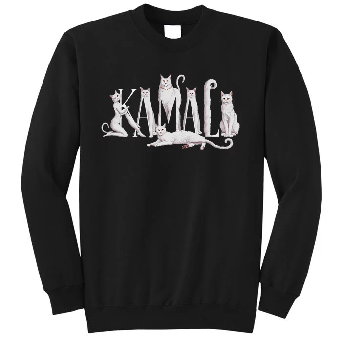 Kamala Cat Lettering Art Kamala Harris 2024 Tall Sweatshirt