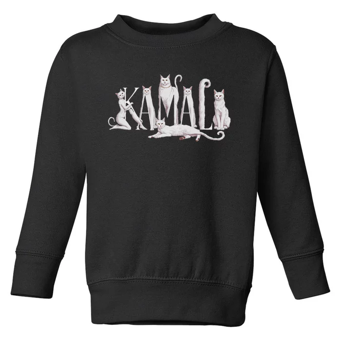 Kamala Cat Lettering Art Kamala Harris 2024 Toddler Sweatshirt