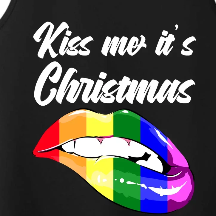 Kiss Christmas Lgbtq Community Lips Xmas Design Gift Performance Tank