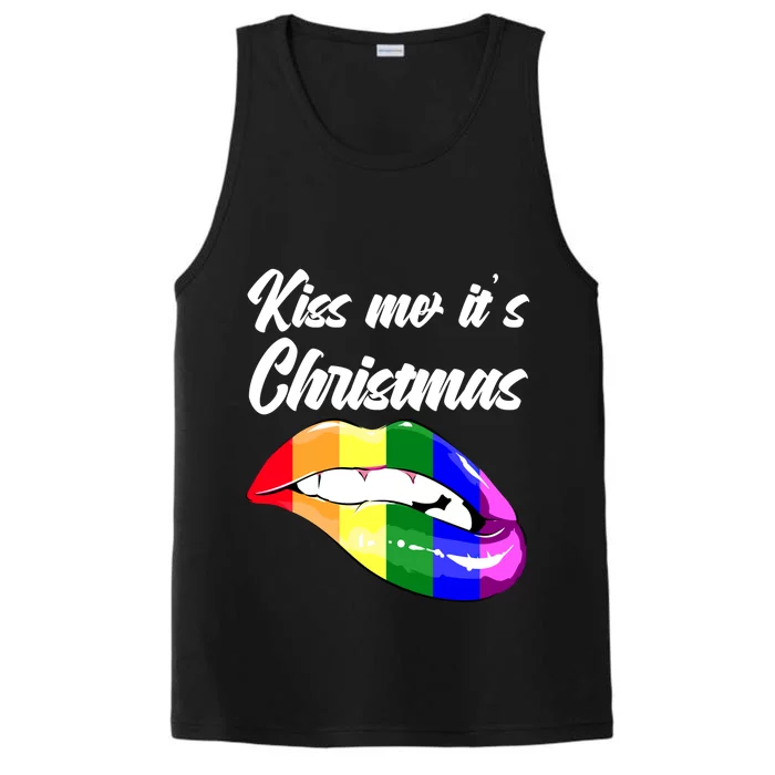 Kiss Christmas Lgbtq Community Lips Xmas Design Gift Performance Tank