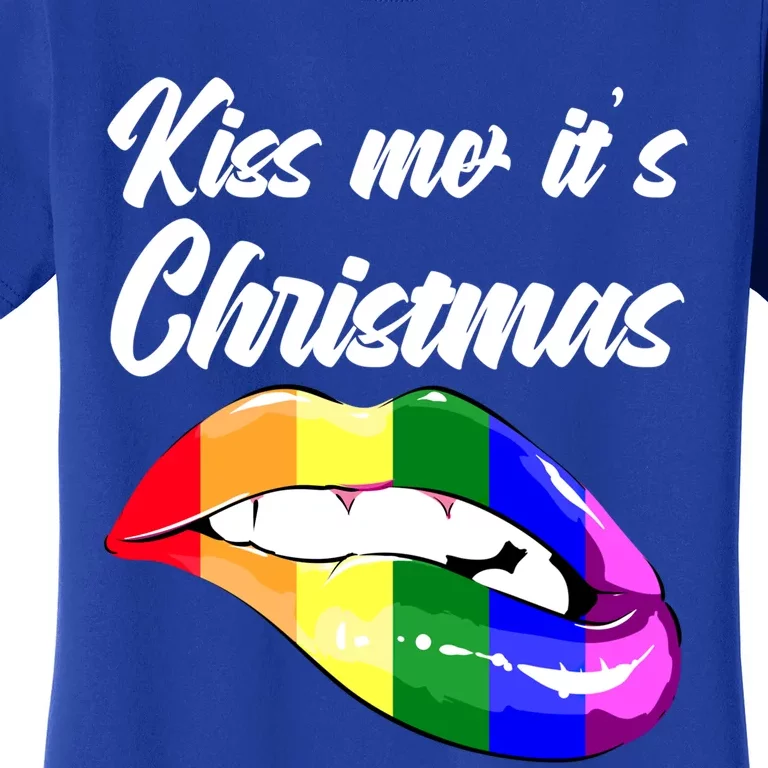 Kiss Christmas Lgbtq Community Lips Xmas Design Gift Women's T-Shirt