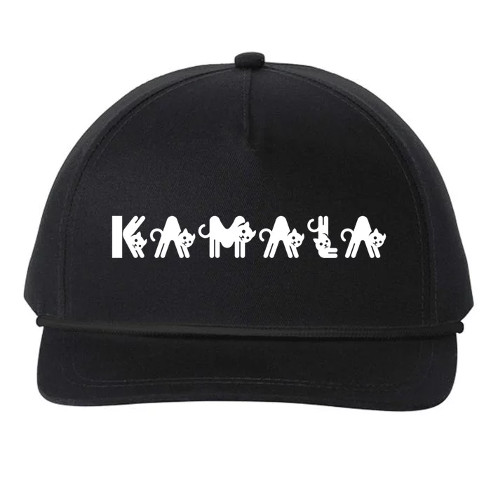 Kamala Cat Letter Font Design President Kamala 2024 Gift Snapback Five-Panel Rope Hat