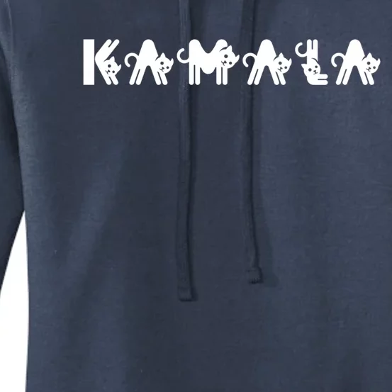 Kamala Cat Letter Font Design President Kamala 2024 Gift Women's Pullover Hoodie