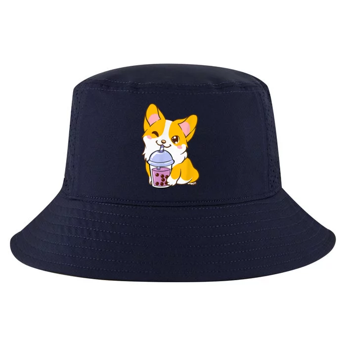 Kawaii Corgi Loves Bubble Tea Funny Boba's Welsh Dog Meaningful Gift Cool Comfort Performance Bucket Hat