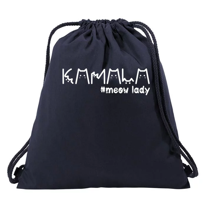 Kamala Cat Lettering Font Funny Meow Lady Great Gift Drawstring Bag