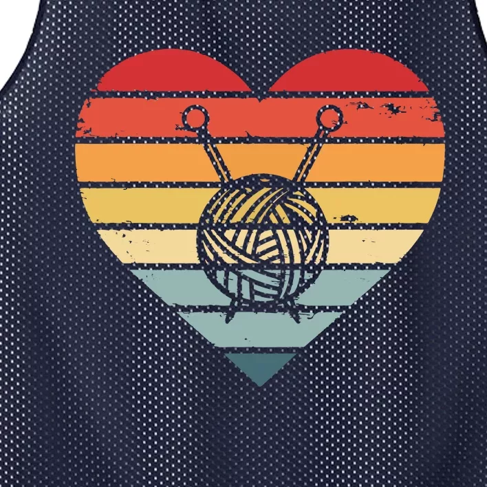 Knitting Crochet Lover Gifts Retro Sunset Yarn Funny Knitter Mesh Reversible Basketball Jersey Tank