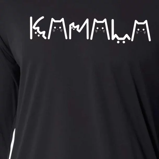 Kamala Cat Letter Font Design Cooling Performance Long Sleeve Crew