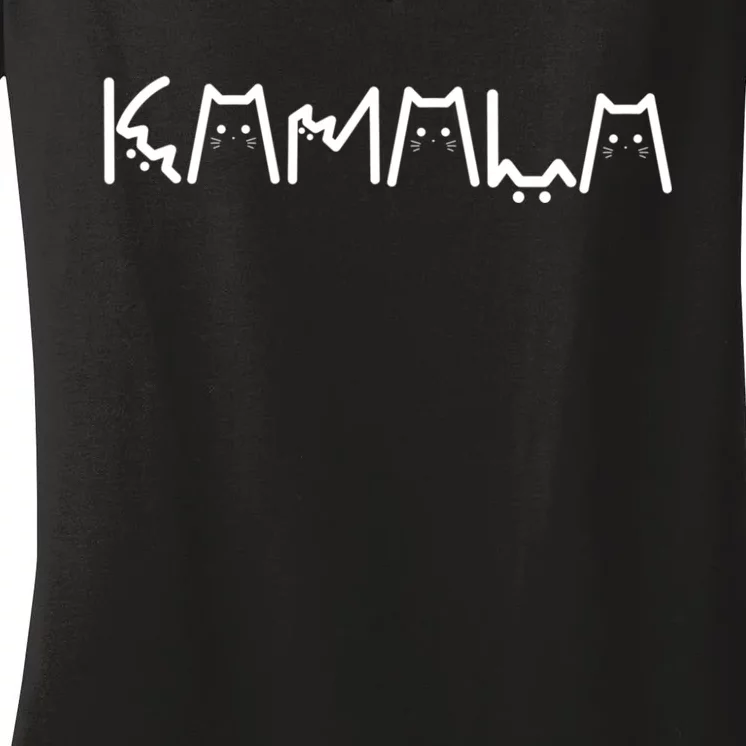 Kamala Cat Letter Font Design Women's V-Neck T-Shirt