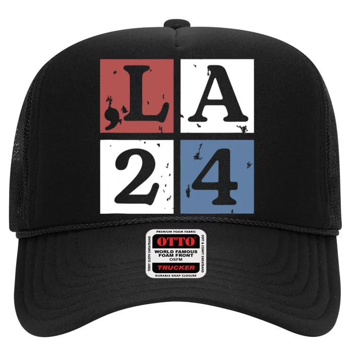 Kamala Comma La Harris 2024 High Crown Mesh Trucker Hat