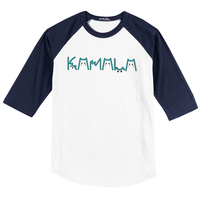 Kamala Cat Letters Cool Blue Font Design Cute Gift Baseball Sleeve Shirt