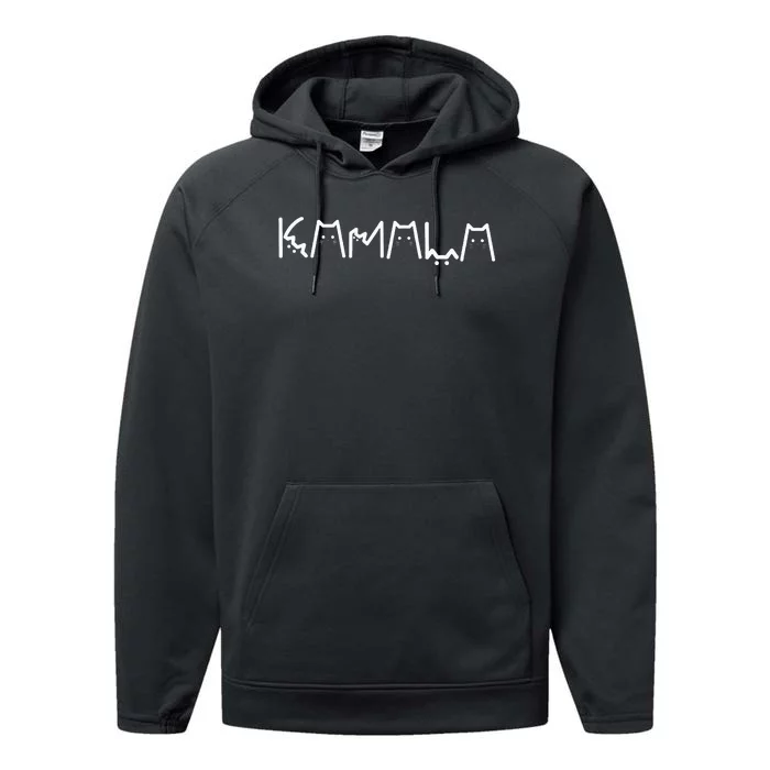 Kamala Cat Letter Font Design Performance Fleece Hoodie