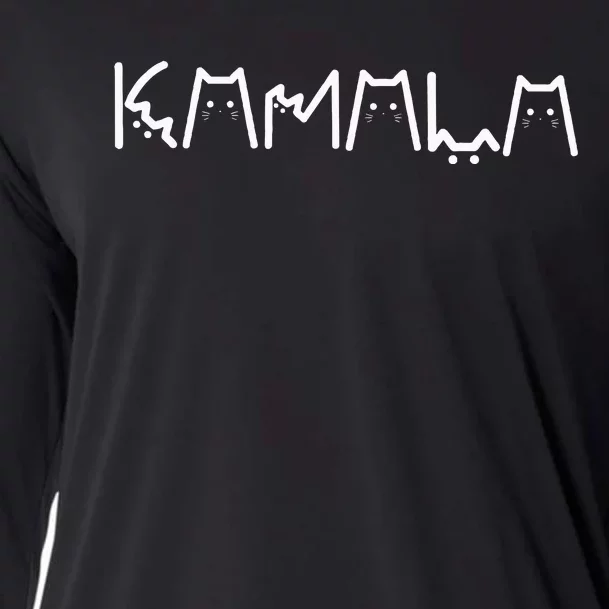 Kamala Cat Letter Font Design Cooling Performance Long Sleeve Crew