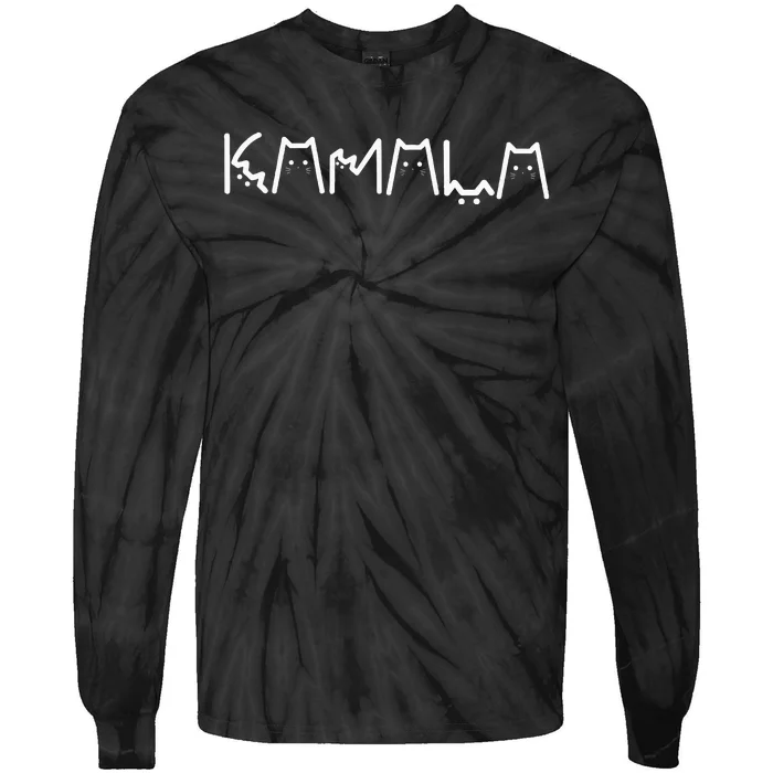 Kamala Cat Letter Font Design Tie-Dye Long Sleeve Shirt