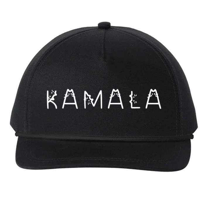 Kamala Cat Letter Font Funny Cat Lady 2024 Gift Snapback Five-Panel Rope Hat