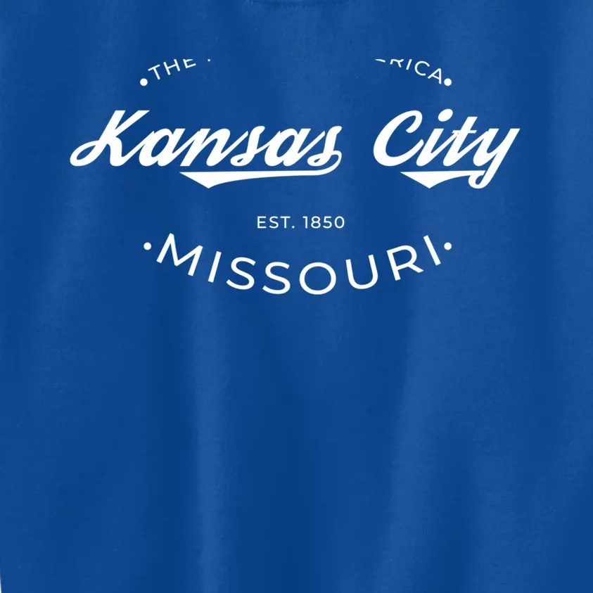 Kansas City Missouri Heart Of America Retro Logo Gift Kids Sweatshirt