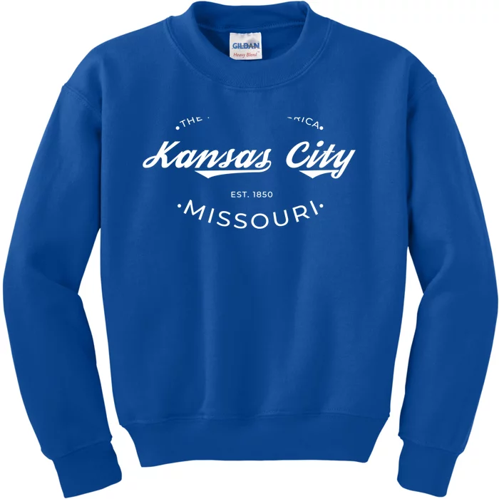 Kansas City Missouri Heart Of America Retro Logo Gift Kids Sweatshirt