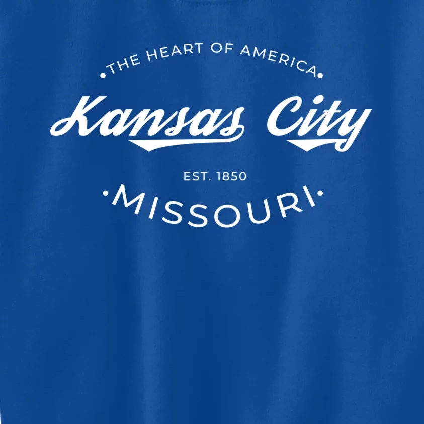 Kansas City Missouri Heart Of America Retro Logo Funny Gift Kids Sweatshirt