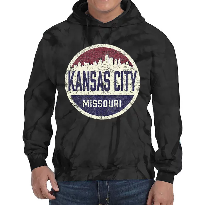 Kansas City Missouri Retro City Skyline Souvenir Tie Dye Hoodie