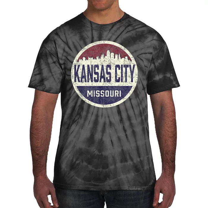 Kansas City Missouri Retro City Skyline Souvenir Tie-Dye T-Shirt