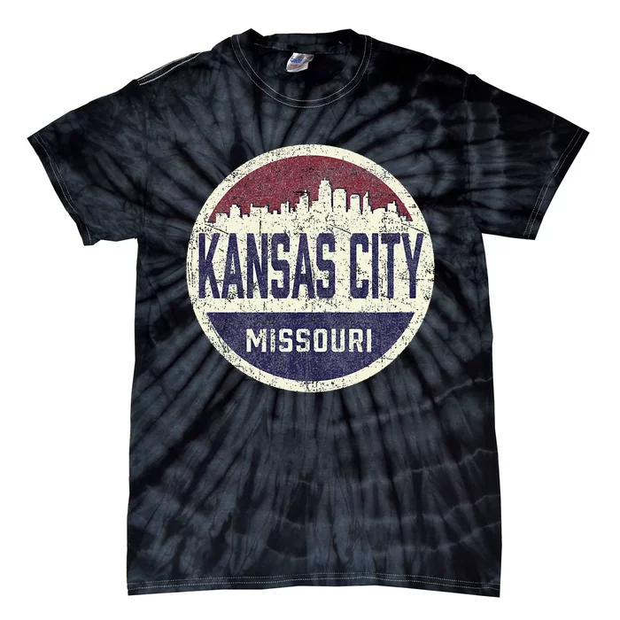 Kansas City Missouri Retro City Skyline Souvenir Tie-Dye T-Shirt