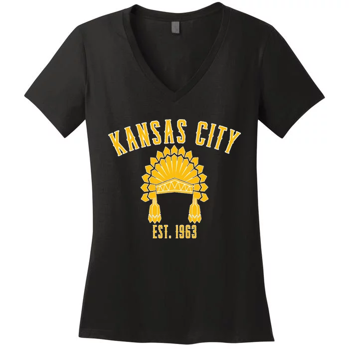 Kansas City Missouri Pride Retro Souvenir Women's V-Neck T-Shirt