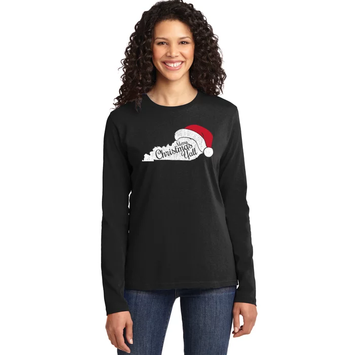 Kentucky Christmas Merry Christmas YAll Ladies Long Sleeve Shirt