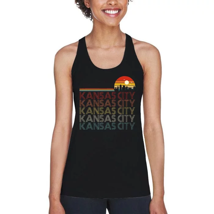 Kansas City Missouri Retro Vintage 80s Style Kansas City Women's Racerback Tank