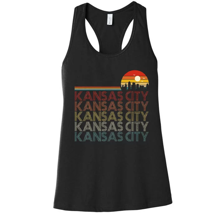 Kansas City Missouri Retro Vintage 80s Style Kansas City Women's Racerback Tank