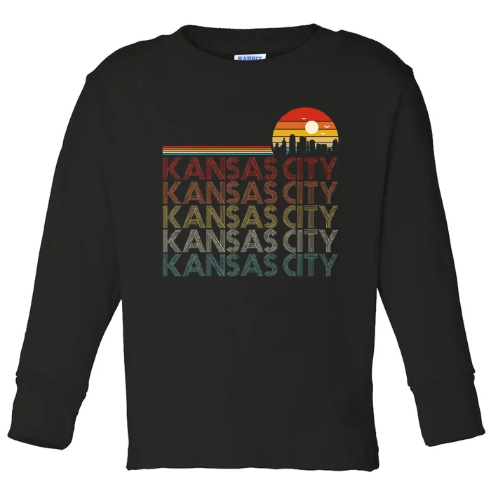 Kansas City Missouri Retro Vintage 80s Style Kansas City Toddler Long Sleeve Shirt