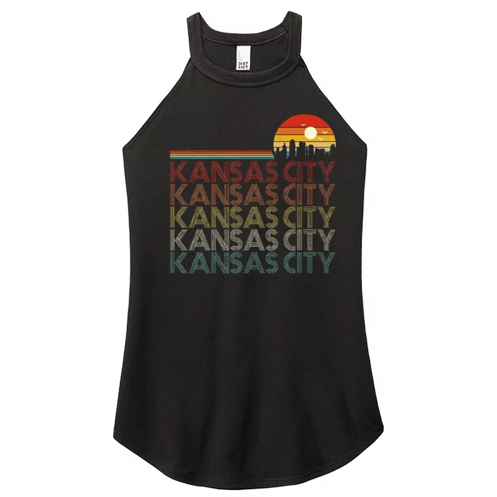 Kansas City Missouri Retro Vintage 80s Style Kansas City Women’s Perfect Tri Rocker Tank