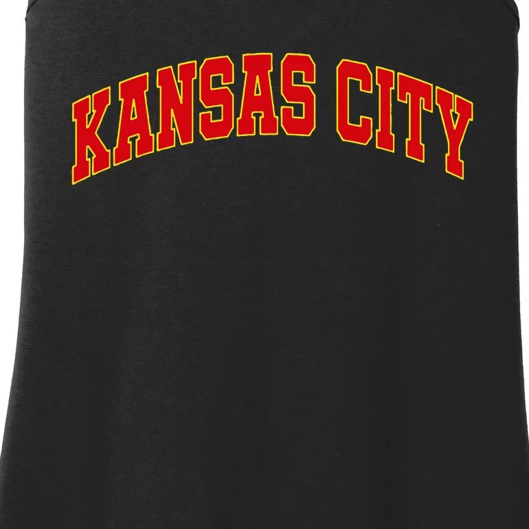 Kansas City Missouri Varsity Style Red Text Ladies Essential Tank