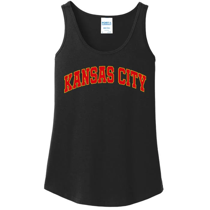 Kansas City Missouri Varsity Style Red Text Ladies Essential Tank