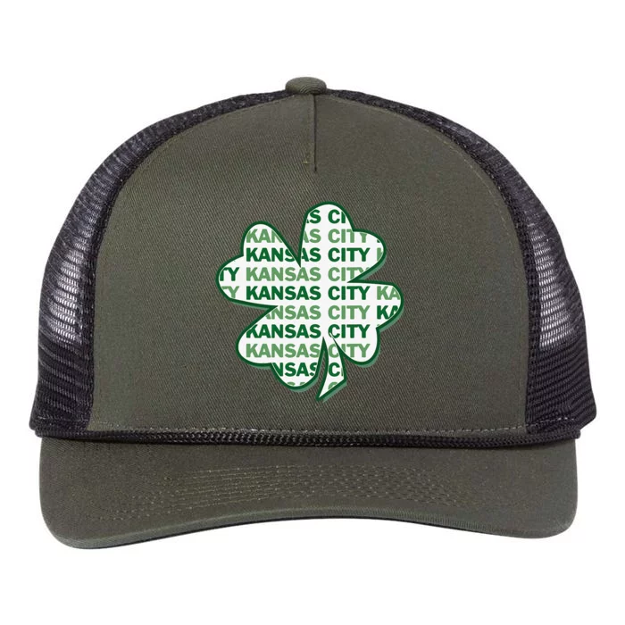 Kansas City Missouri St Patrick's Day 4 Leaf Clover Retro Rope Trucker Hat Cap