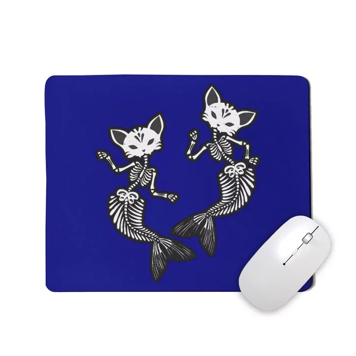 Kitty Cat Mermaid Skeleton Halloween Fantasy Mousepad