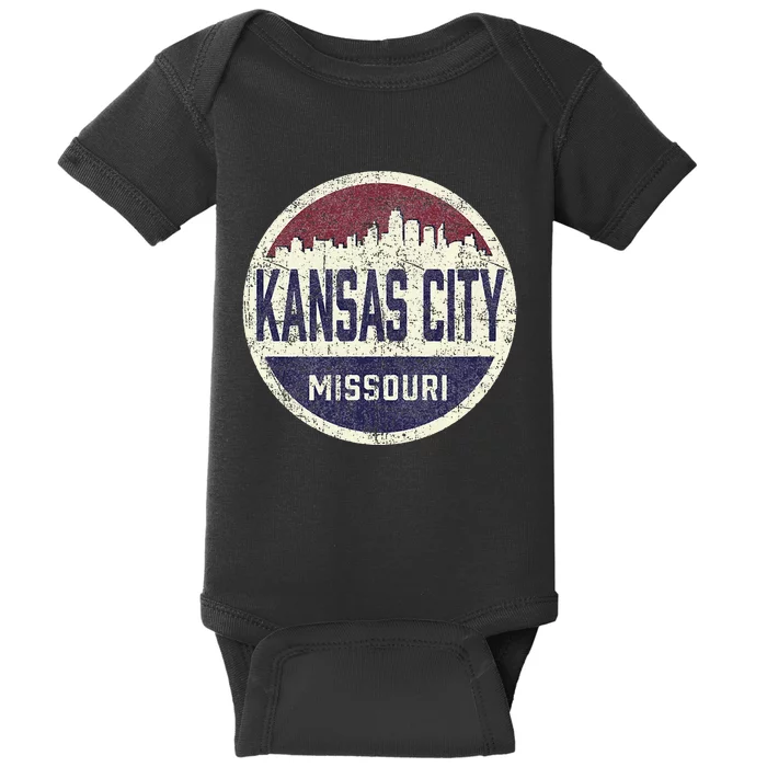 Kansas City Missouri Retro City Skyline Souvenir Baby Bodysuit