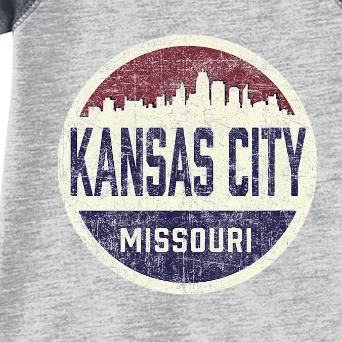 Kansas City Missouri Retro City Skyline Souvenir Infant Baby Jersey Bodysuit