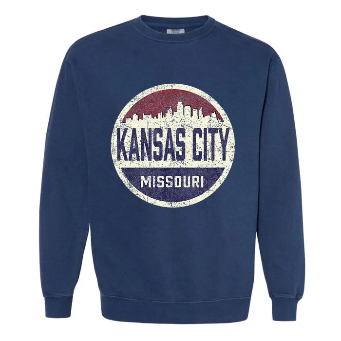 Kansas City Missouri Retro City Skyline Souvenir Garment-Dyed Sweatshirt