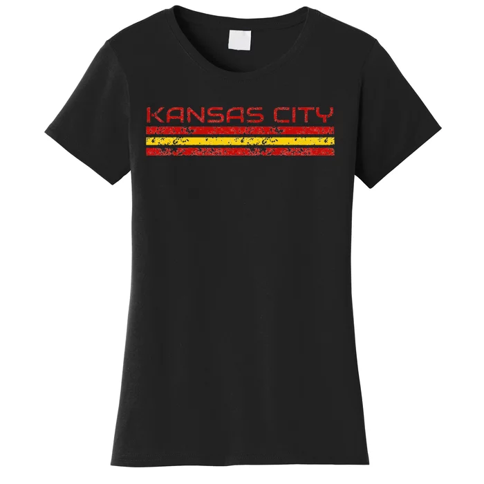 Kansas City Missouri Retro Vintage Weathered Stripe Women's T-Shirt