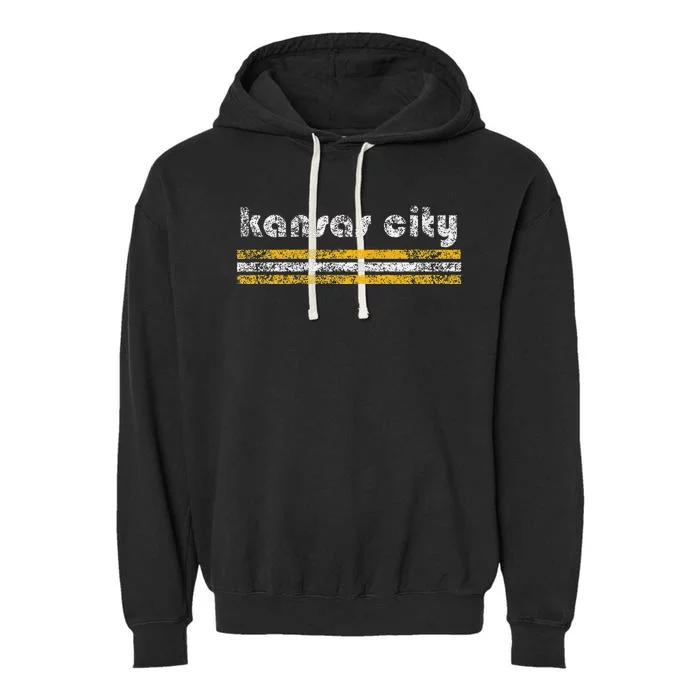 Kansas City Missouri Retro Vintage Weathered Throwback Garment-Dyed Fleece Hoodie