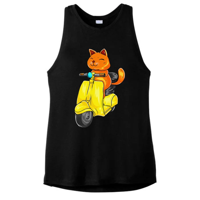 Kawaii Cat Neko Scooter Funny Japanese Anime Fans Gift Ladies Tri-Blend Wicking Tank