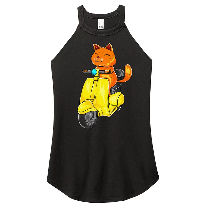 Kawaii Cat Neko Scooter Funny Japanese Anime Fans Gift Women’s Perfect Tri Rocker Tank