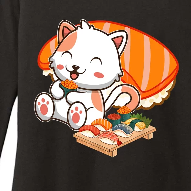 Kawaii Cat Otaku Japanese Sushi Gift Girls Teenager Womens CVC Long Sleeve Shirt