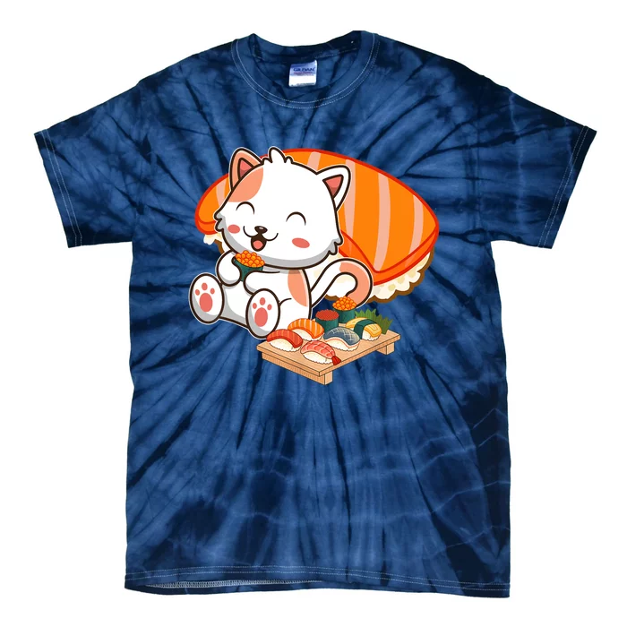 Kawaii Cat Otaku Japanese Sushi Gift Girls Teenager Tie-Dye T-Shirt